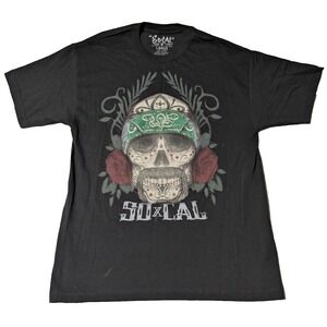 SO-CAL‎ SUGAR SKULL Men Black Large Graphic T-Shirt